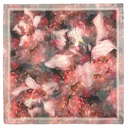 Платок Павловопосадская платочная мануфактура,115х115 см, коралловый, розовый павловопосадский платок 10618 1