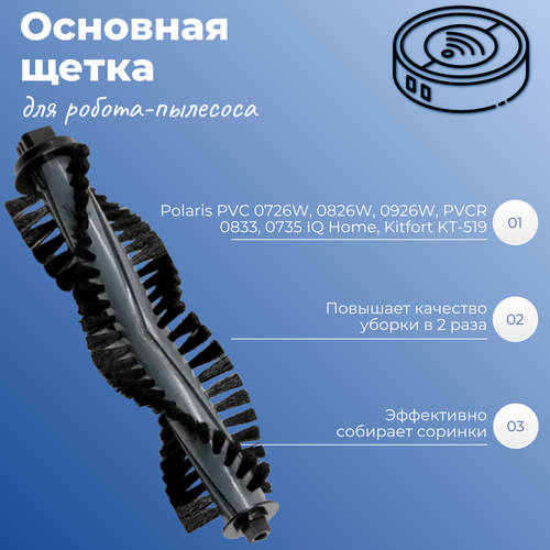 Основная щетка для робота-пылесоса Polaris PVC 0726W 0826W 0926W PVCR 0833 0735 IQ Home Kitfort KT-519 750₽