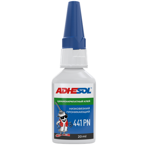 клей цианоакрилатный средней вязкости adhesol 443 20мл Клей цианоакрилатный проникающий ADHESOL 441Pn 20мл