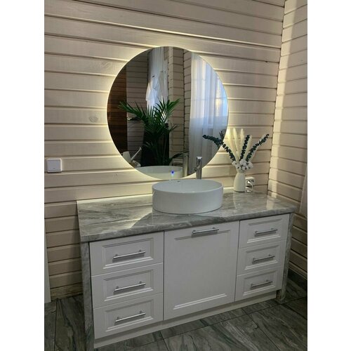 Круглое с подсветкой 3000К (теплый свет) и подогревом сенсорным управлением регулировкой яркости