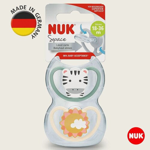 Изображение товара NUK SPACE Соска пустышка силиконовая для детей 18-36 меесяцев, 2 шт.