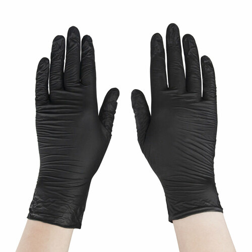 Перчатки нитриловые Safe&Care черные L, 50 пар