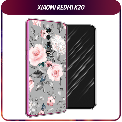 Силиконовый чехол на Xiaomi Redmi K20/K20 Pro/Xiaomi Mi 9T/9T Pro / Сяоми Редми К20 Розы на сером силиконовый чехол на xiaomi redmi k20 k20 pro xiaomi mi 9t 9t pro сяоми редми к20 лекарство в будни прозрачный