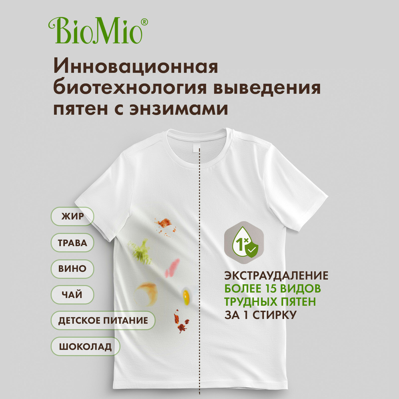 BioMio BIO STAIN REMOVER концентрированный пятновыводитель со щеткой COLORS & WHITES, 200 мл (2 шт.)