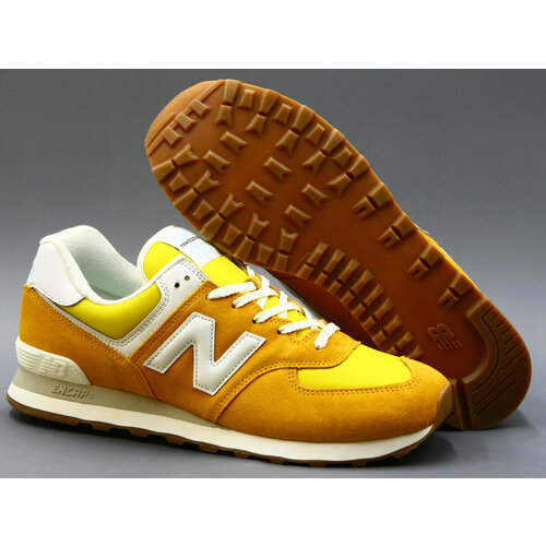 фото Кроссовки new balance 574, полнота d, размер 10 us, бежевый, желтый