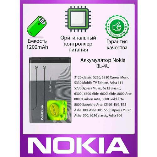 Аккумулятор Nokia BL-4U аккумулятор для nokia 515 bl 4u премиум