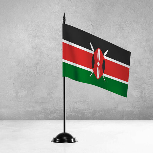 Настольный флаг Кении на пластиковой черной подставке
