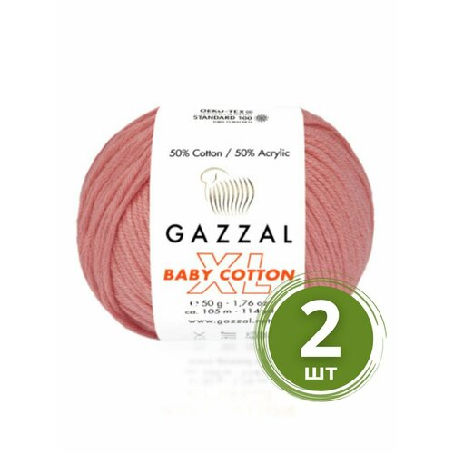 Пряжа Gazzal Baby Cotton XL (Беби Коттон XL) - 2 мотка Цвет: 3435 Розовый коралл 50% хлопок, 50% акрил, 50 г 105 м