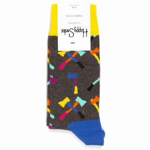 носки happy socks мужские носки с рисунками happy socks размер 36 40 черный оранжевый Носки Happy Socks Мужские носки с рисунками Happy Socks, размер 36-40, коричневый