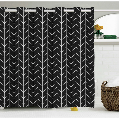 Занавеска для ванной комнаты MySpace Geometry Black PR180240040 180х240см Полиэстер 12 люверсов 2000₽