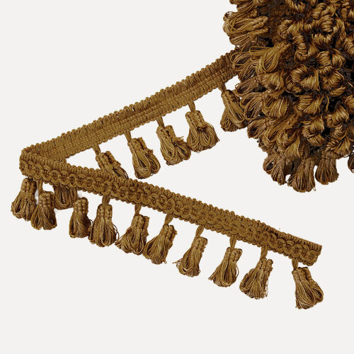 Изображение товара Бахрома для штор с кисточками, 5 см* 10 м, для текстиля и шитья, кофейная, Айрис