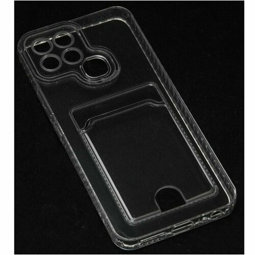 Силиконовая накладка с отсеком для карты с защитой камеры для Infinix Smart 6 прозрачный