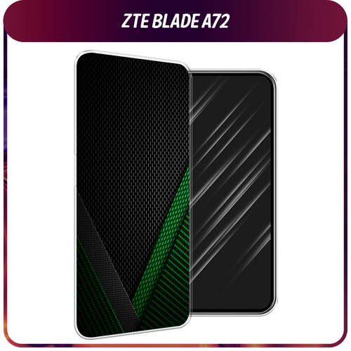 Силиконовый чехол на ZTE Blade A72/V40 Vita / ЗТЕ Блэйд А72/V40 Вита Зеленый карбон силиконовый чехол на zte blade a72 v40 vita зте блэйд а72 v40 вита не сдох и ладно прозрачный