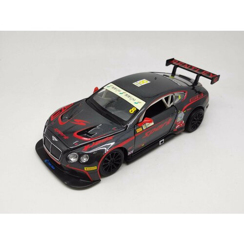 Машинка металлическая MSZ серия 1:43 Bentley continental GT3, цвет серый, инерционный механизм, двери открываются WE-15954G