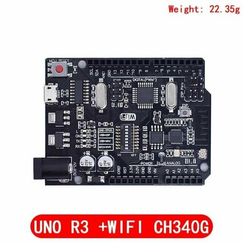 Контроллер Arduino Uno R3 с Wifi ESP8266, Atmega328P/CH340G (без USB провода)