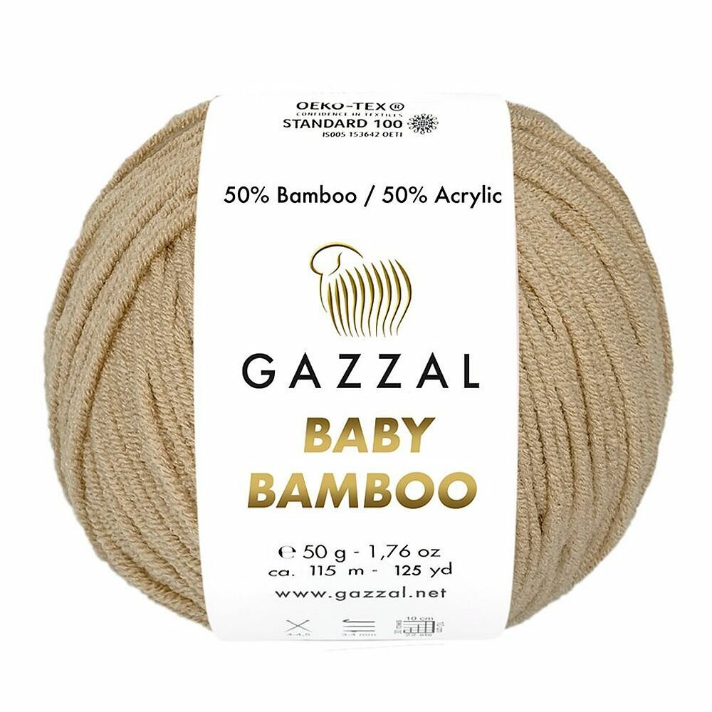 Пряжа Baby Bamboo, Gazzal, бежевый - 95237, 50% бамбук, 50% акрил, 10 мотков, 50 г, 115 м.