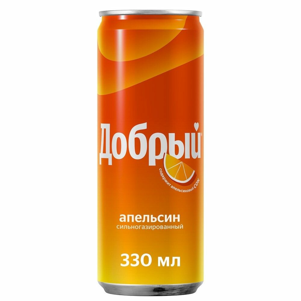 Добрый Газированный напиток Апельсин, 330 мл, 12 шт