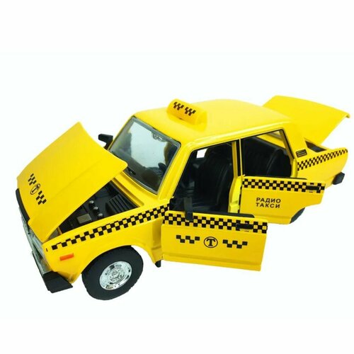 Металлическая коллекционная машинка ВАЗ 2107 Такси 18 см, свет, звук, металлическая машинка такси 18 см свет звук жёлтая