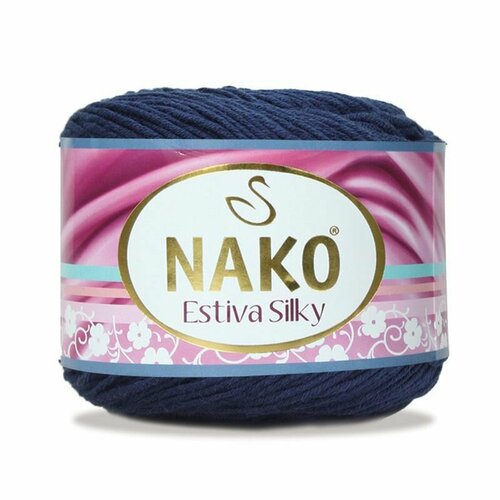 Пряжа Estiva Silky, Nako, темно-синий - 6955, 52% хлопок, 48% бамбук, 5 мотков, 100 г, 224 м.