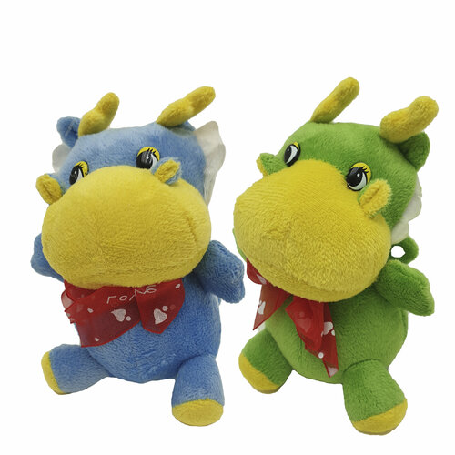 Мягкая игрушка Дракончики Символ года 2024 13 см 2 штуки голубой зеленый 299₽