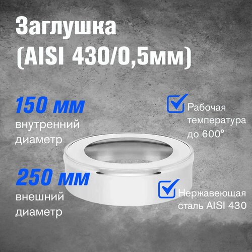 заглушка оц new 150x250 Заглушка из нержавеющей стали (AISI 430/0,5мм) (150x250)