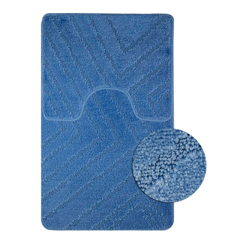 Комплект ковриков санакс 00289 CLASSIC UNI полоски синий 55х90 + 45х55 см 100 % полиэстер