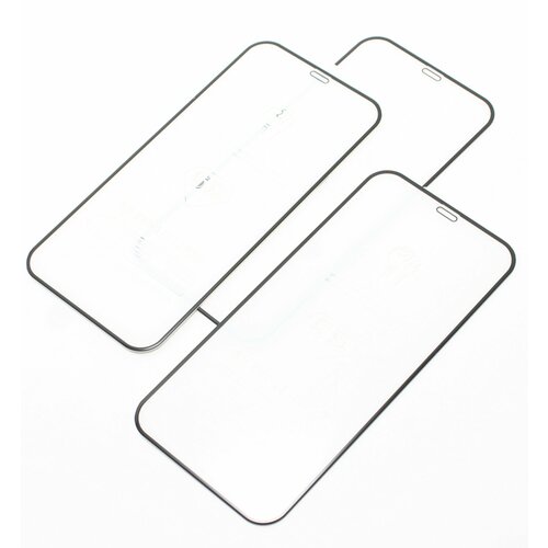 Защитное стекло с рамкой 3D олеофобное покрытие для iPhone 1212 Pro Черное Комплект 3 шт 512₽