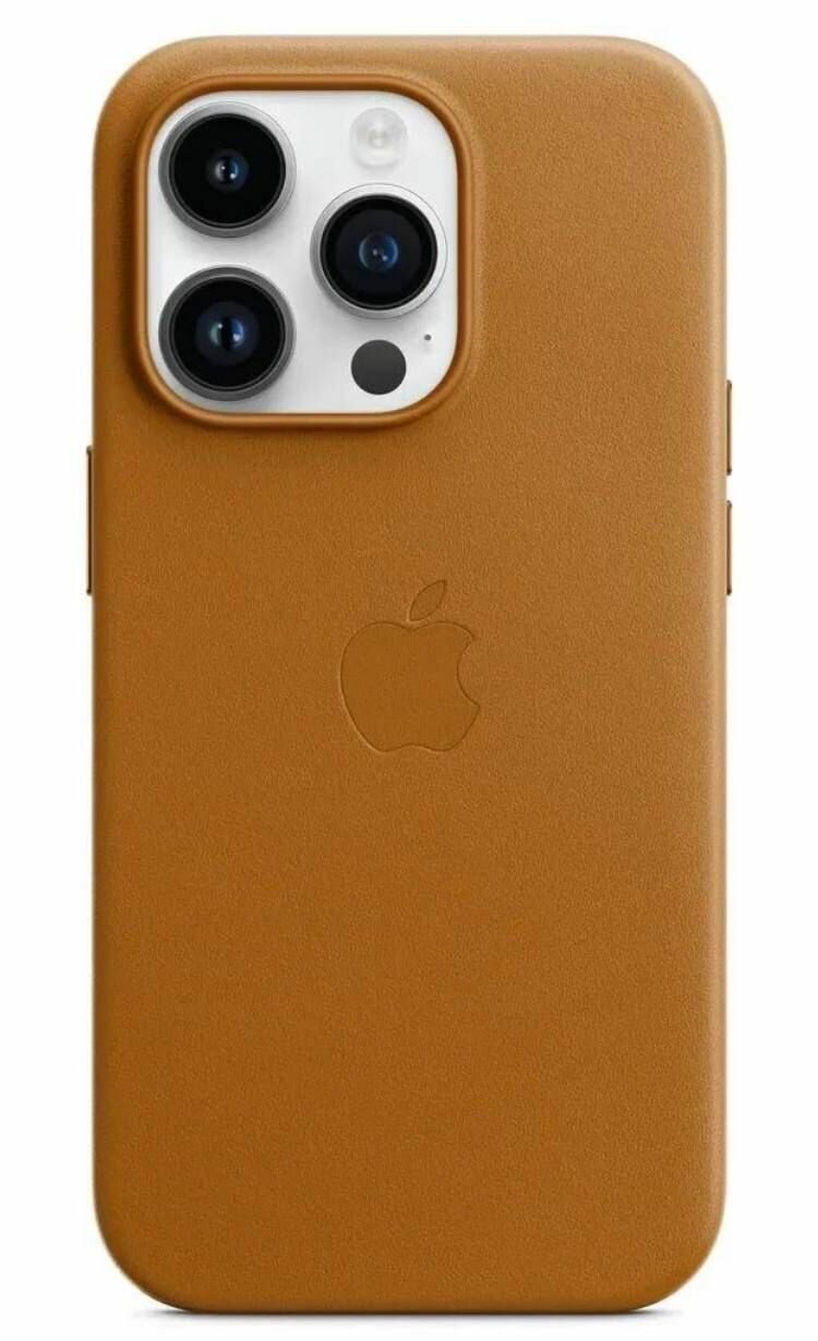 Чехол кожаный MagSafe для iPhone 14 Pro Max / Анимация NFC / Leather Case with MagSafe / Golden Brown