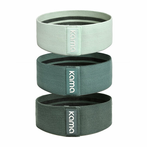 Комплект фитнес резинок Kama 3 шт, зеленый, светло-зеленый, темно-зеленый (10, 17, 23 кг)