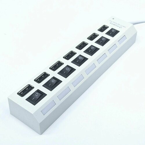 USB-ХАБ разветвитель USB-hub 7 портов с выключателями белый 40000₽