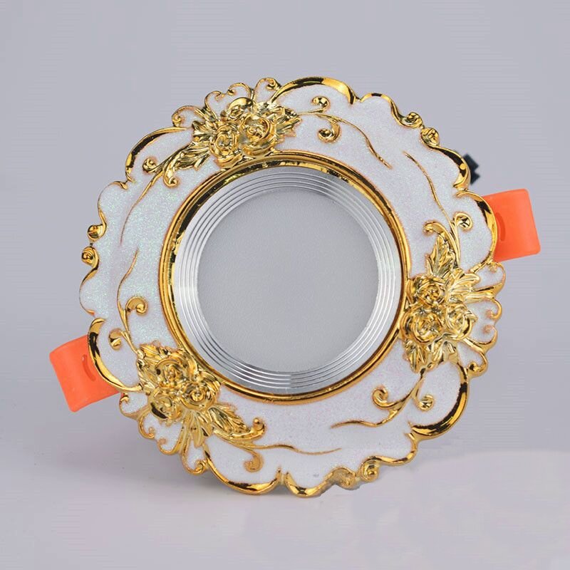 Декоративный светодиодный светильник полимерный встраиваемый потолочный в стиле лофт для интерьера 3000K (Теплый свет) 5w / Золотой