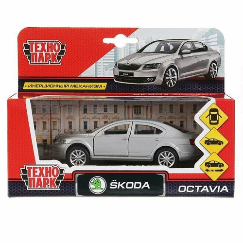 Машина Skoda Octavia серебр (12см) откр. дв, в/к