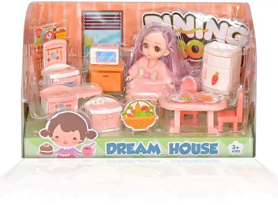 Мебель для куклы YM5101-2 Кухня с куклой в/к