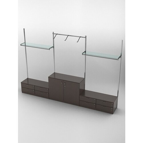 Настенная торговая система Global 2 3600мм с тумбами Т-14 и Т-23 Дуб Венге 360 x 45 x 2395 см 67691₽