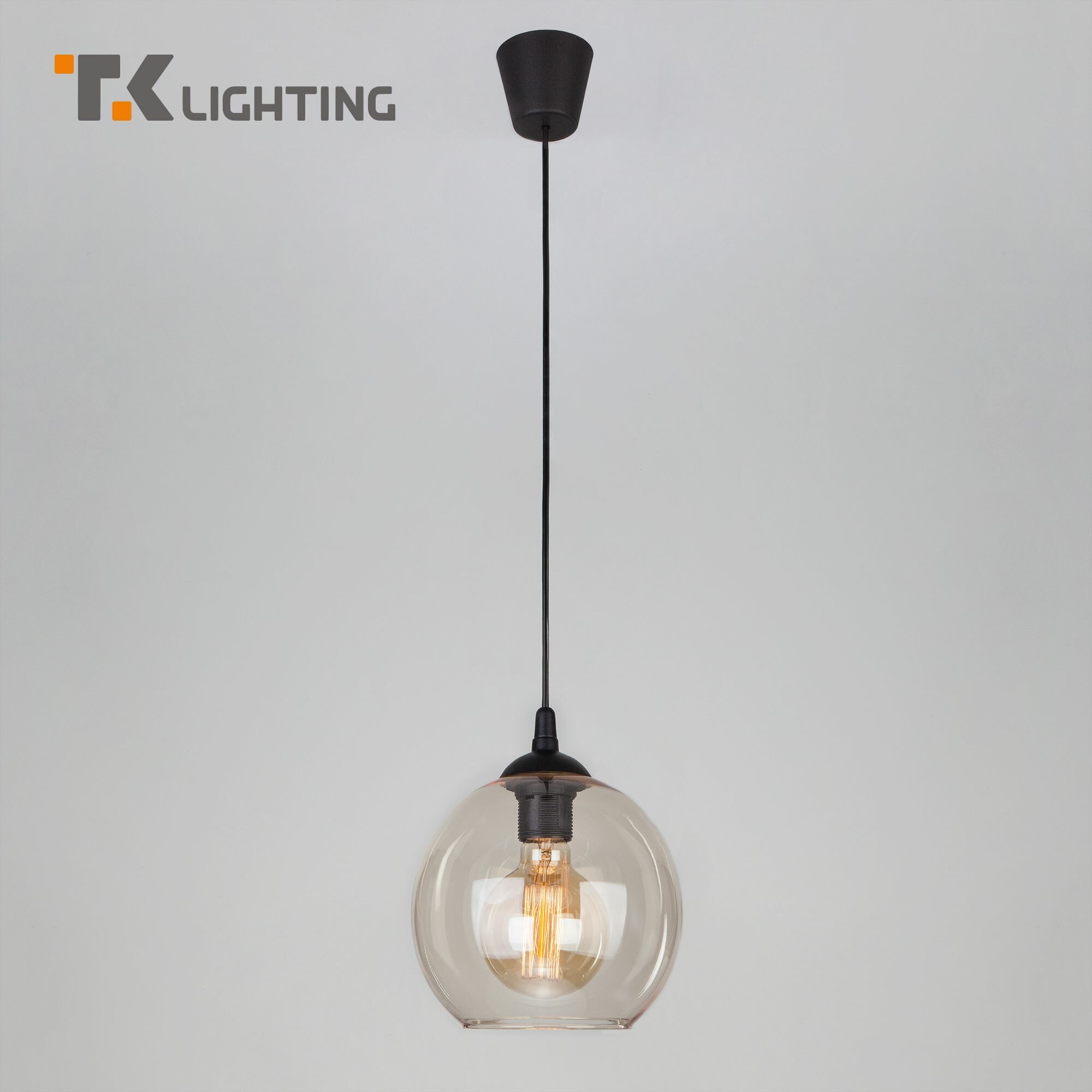 Подвесной светильник со стеклянным плафоном TK Lighting 4442 Cubus, цвет черный / янтарный IP20