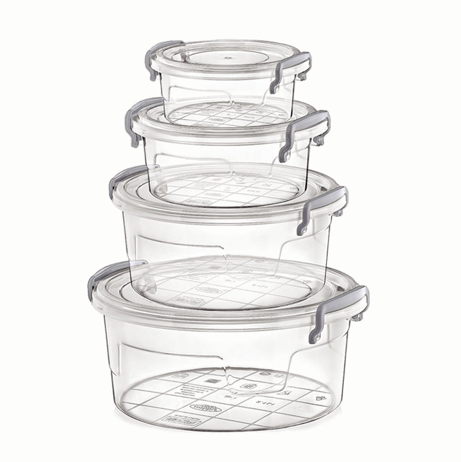 Набор пищевых контейнеров для хранения MultiBox HobbyLife круглые, объем 0,6;1,2;2,1;3,4 л.