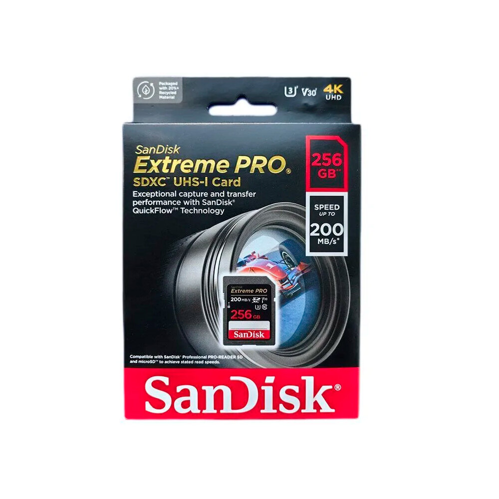 Карта памяти SanDisk SDXC 256GB Extreme Pro UHS-I V30 U3 200/140 MB/s