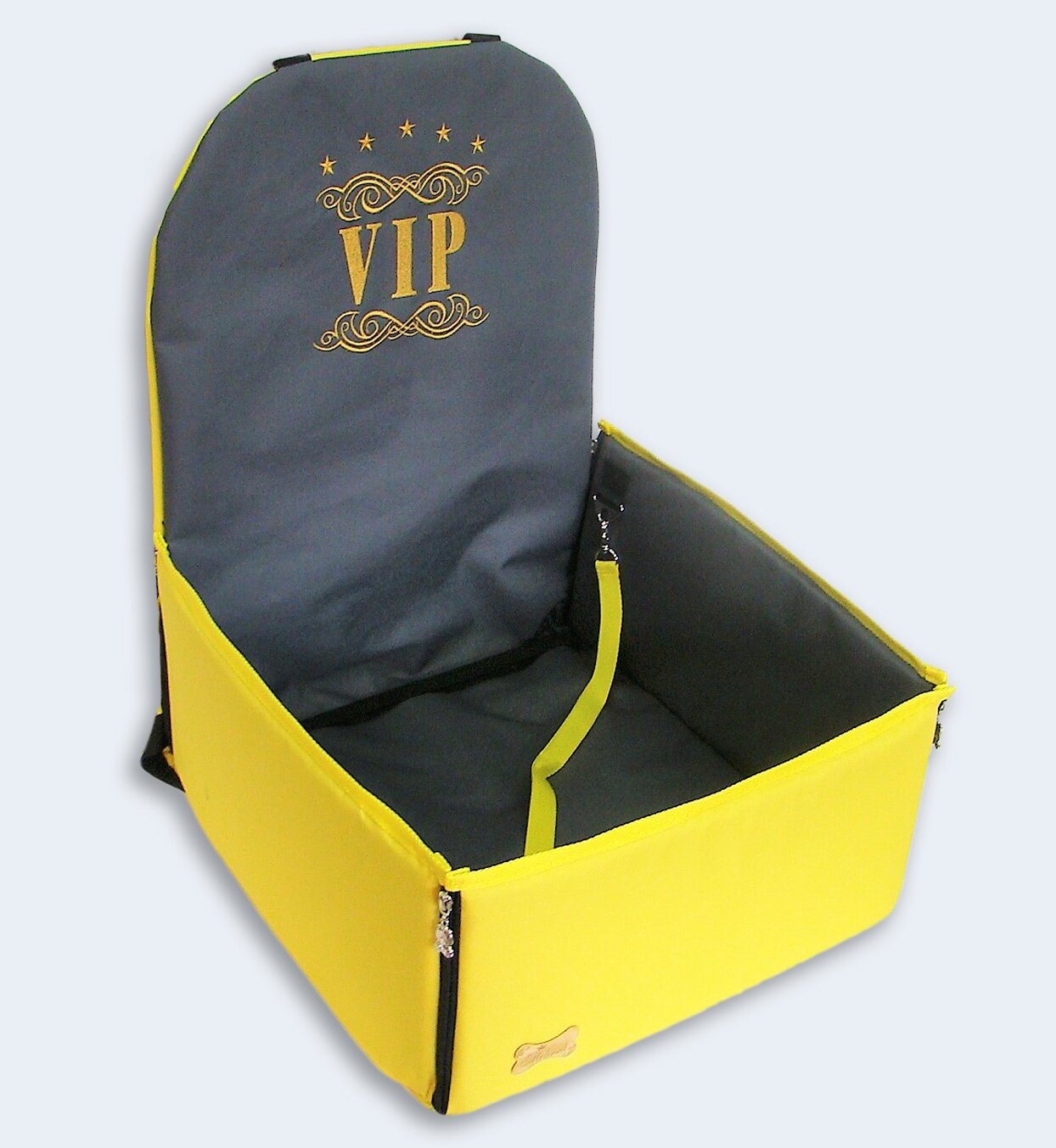 Автогамак для животных Melenni Стандарт VIP желтый/серый