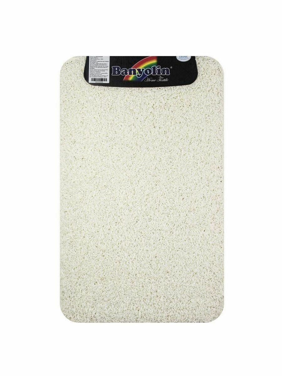 фото Коврик в ванную SHAGGY ECO одинарный, белый 50х 80 см, 100% полиэстер, ворс 20 мм