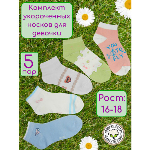 Носки Фенна 5 пар, размер 25-30, голубой, зеленый