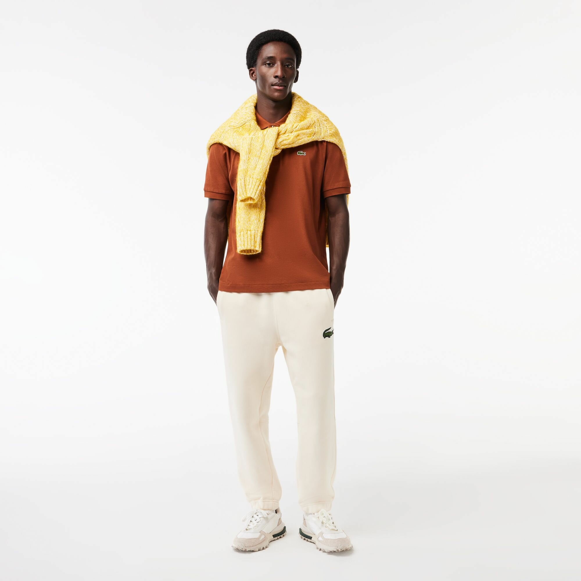 Мужское поло Lacoste L1212 Classic fit, L1212, коричнево-красный, T6 (RU 54)