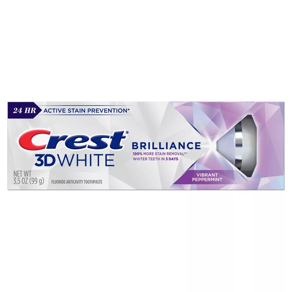 Отбеливающая зубная паста Crest 3D White Brilliance Teeth Whitening Toothpaste, Vibrant Peppermint, 99 г