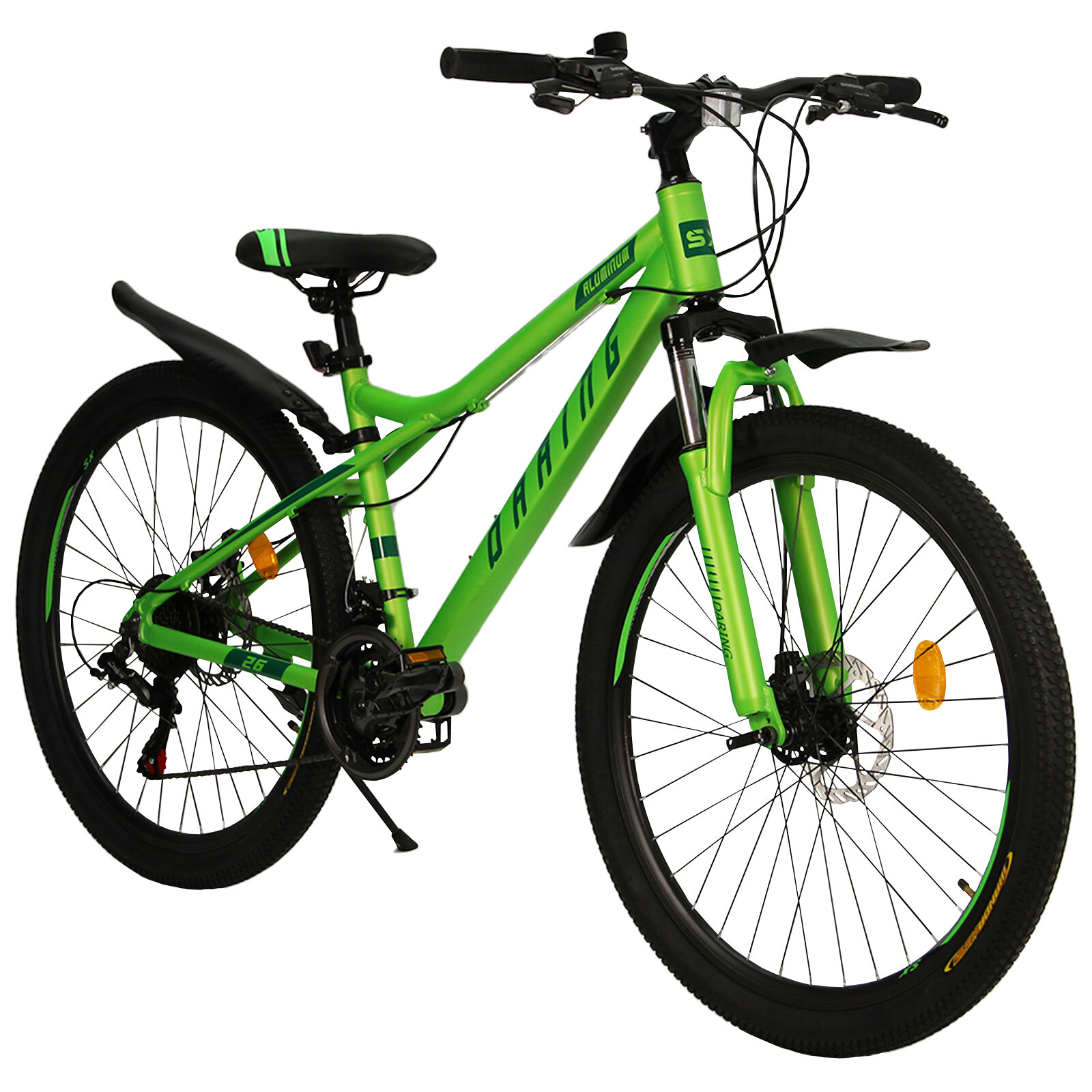 Велосипед скоростной 26 "Daring" зеленый, 21 скорость (Shimano), алюминиевая рама, тормоза дисковые механические