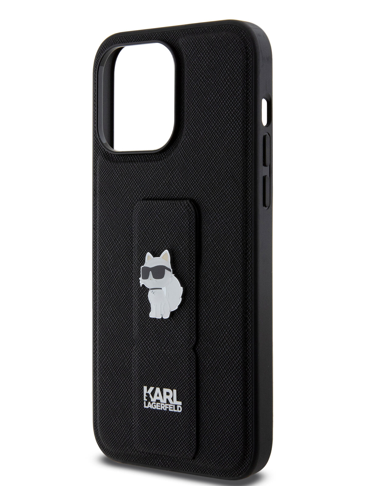 Lagerfeld для iPhone 13 Pro Max чехол GripStand PU Saffiano NFT Choupette metal Hard Black