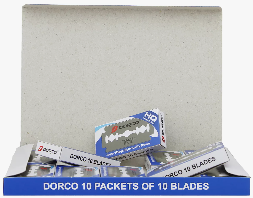 Лезвия Dorco, ST300, Двухсторонние, классические, 10 шт в упаковке - 10 упаковок