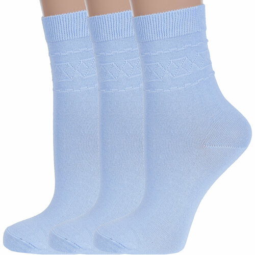 Носки RuSocks, 3 пары, размер 23-25, голубой комплект 3 пары носки женские гранд scl50 хлопок голубой 23 25