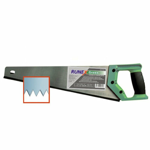 Ножовка по сырой древесине Runex Green 400мм прямой крупный зуб 577441