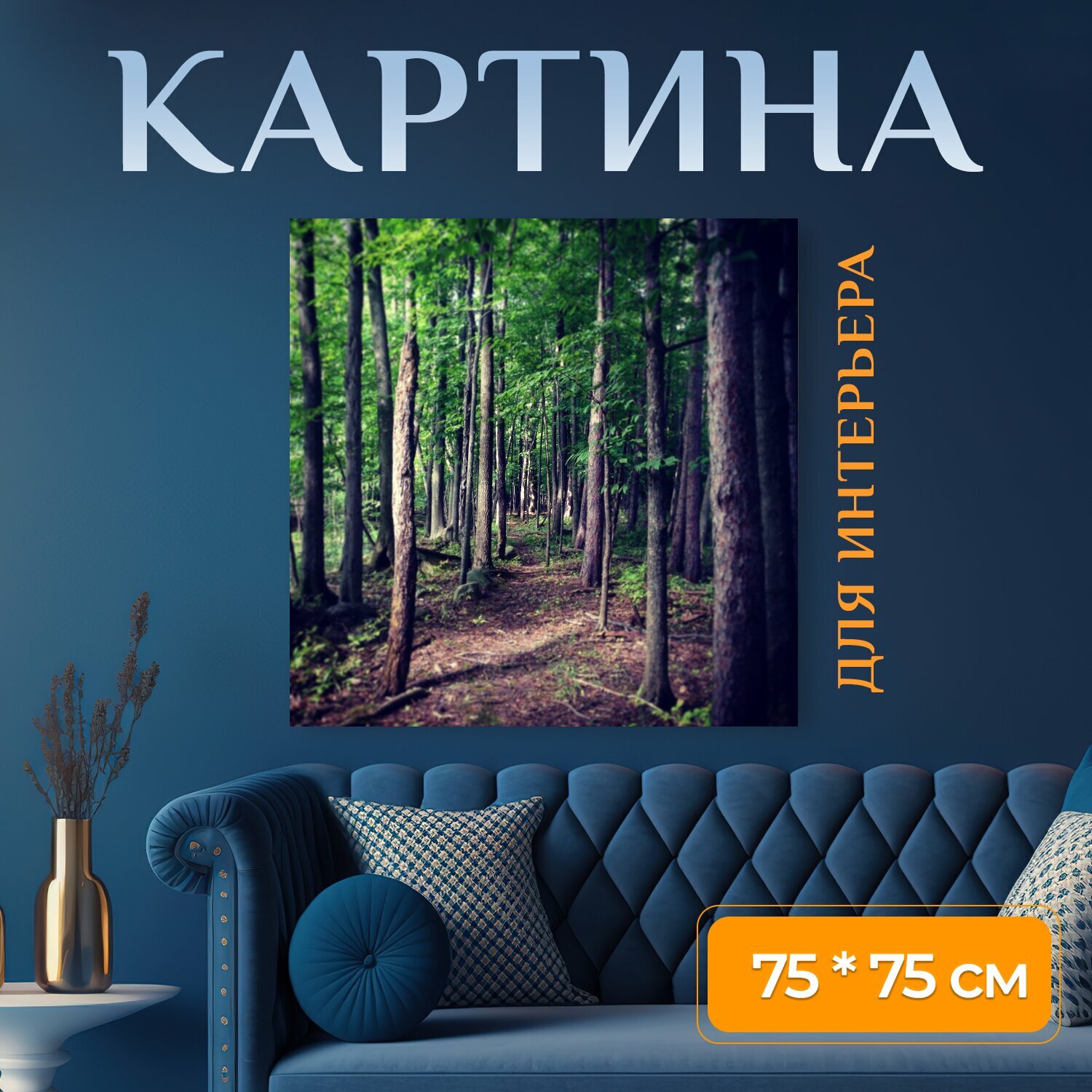 Картина на холсте "Лес, тащить, природа" на подрамнике 75х75 см. для интерьера