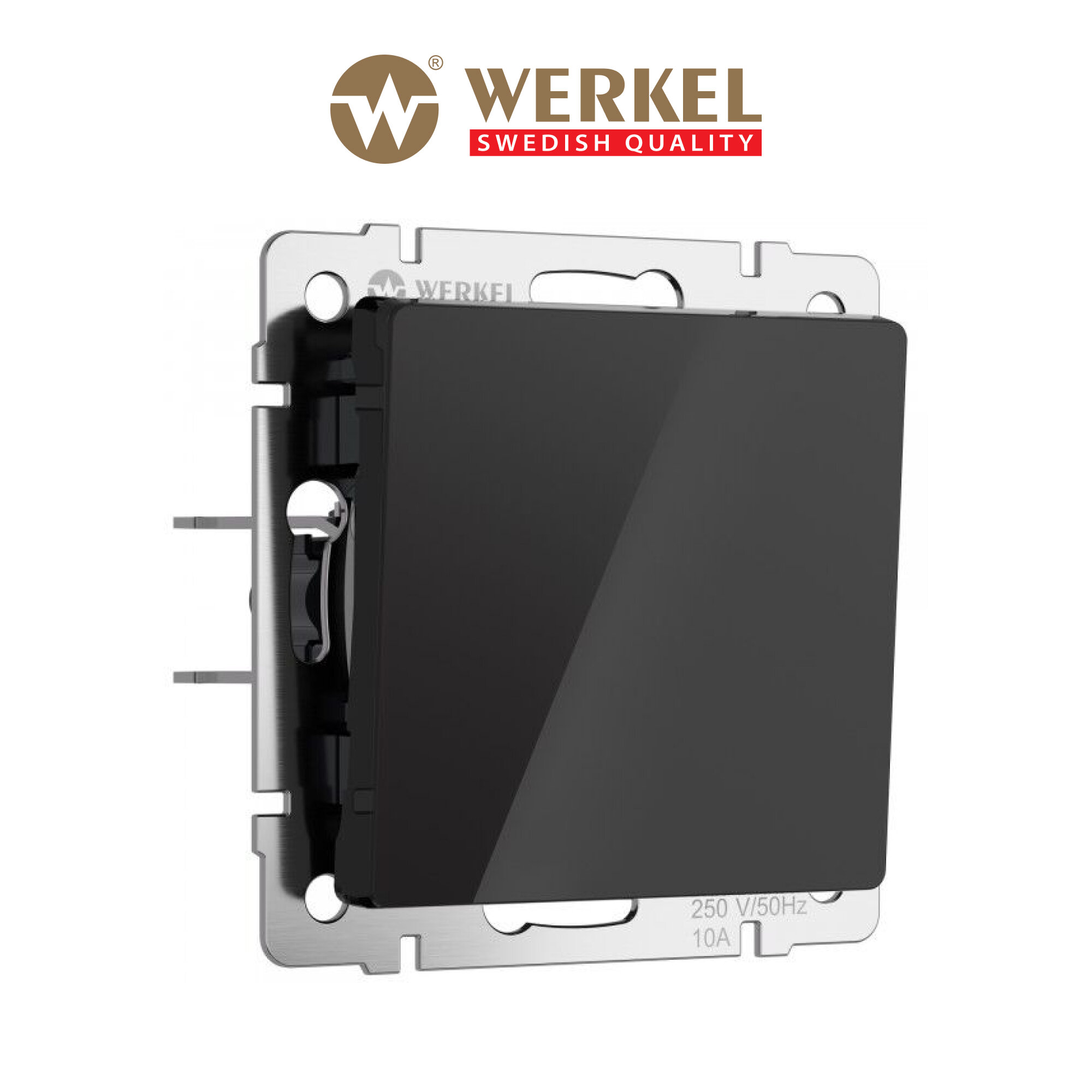 Выключатель одноклавишный Werkel W1110048 черный акрил IP20