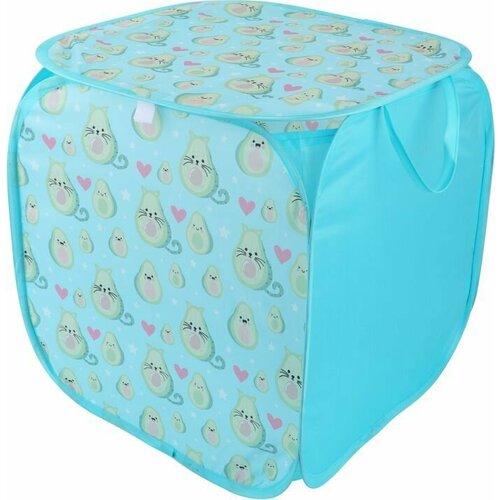 Складная корзина-органайзер для хранения ящик для игрушек и белья с крышкой 77 литров голубая 399₽